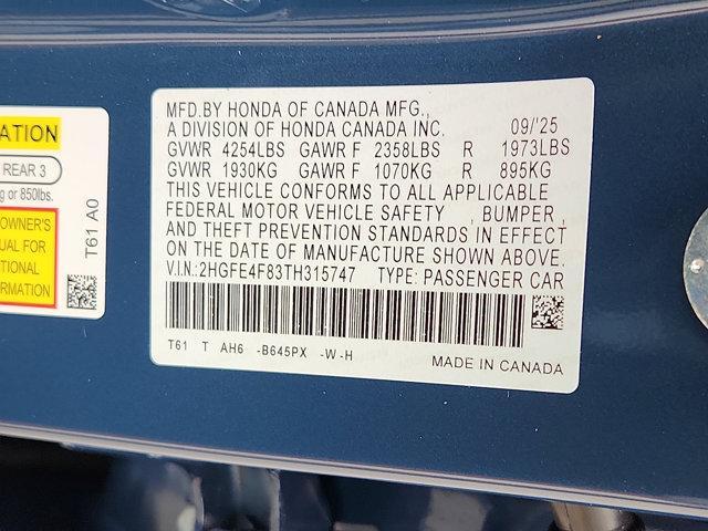 new 2026 Honda Civic Hybrid car, priced at $29,547