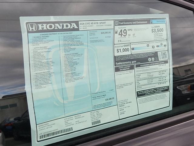 new 2026 Honda Civic Hybrid car, priced at $29,113