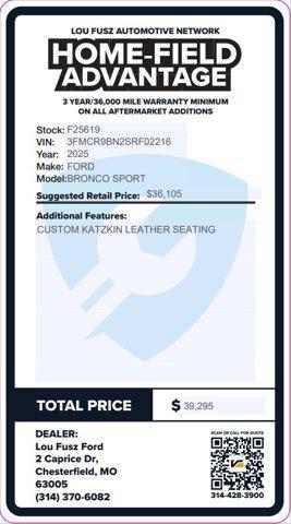 new 2025 Ford Bronco Sport car, priced at $33,089