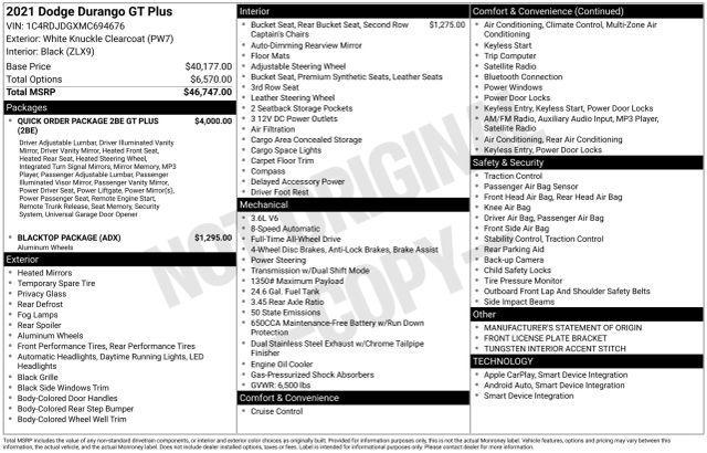 used 2021 Dodge Durango car, priced at $29,366