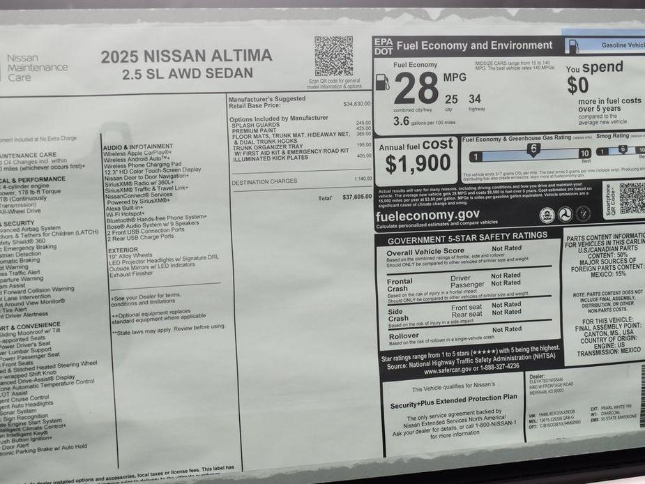 new 2025 Nissan Altima car, priced at $36,605