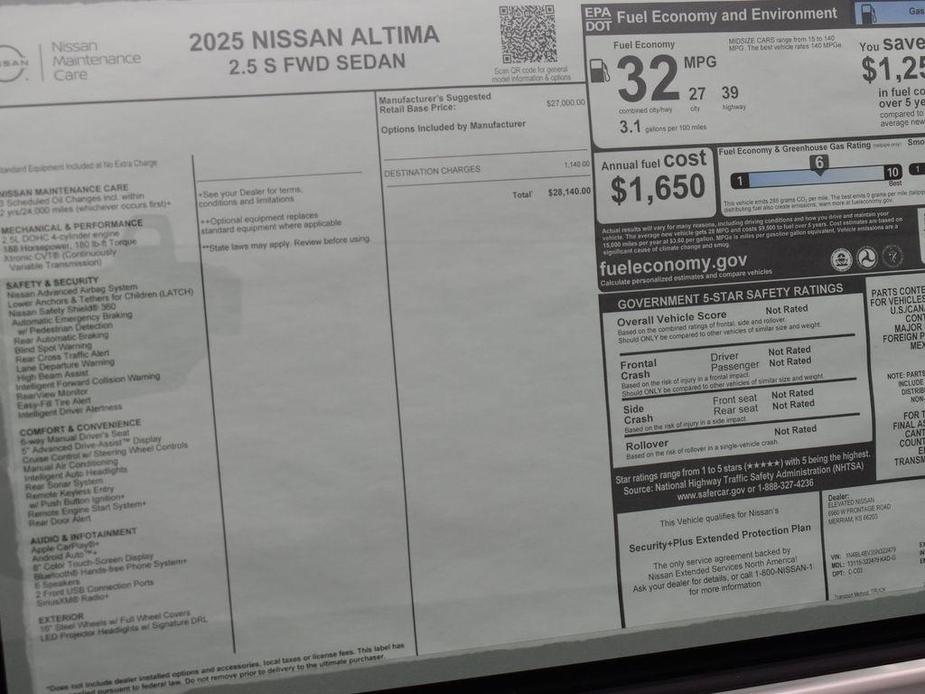 new 2025 Nissan Altima car, priced at $24,840