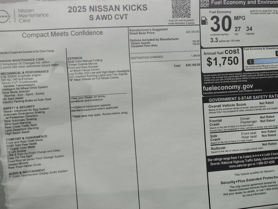 new 2025 Nissan Kicks car, priced at $24,910