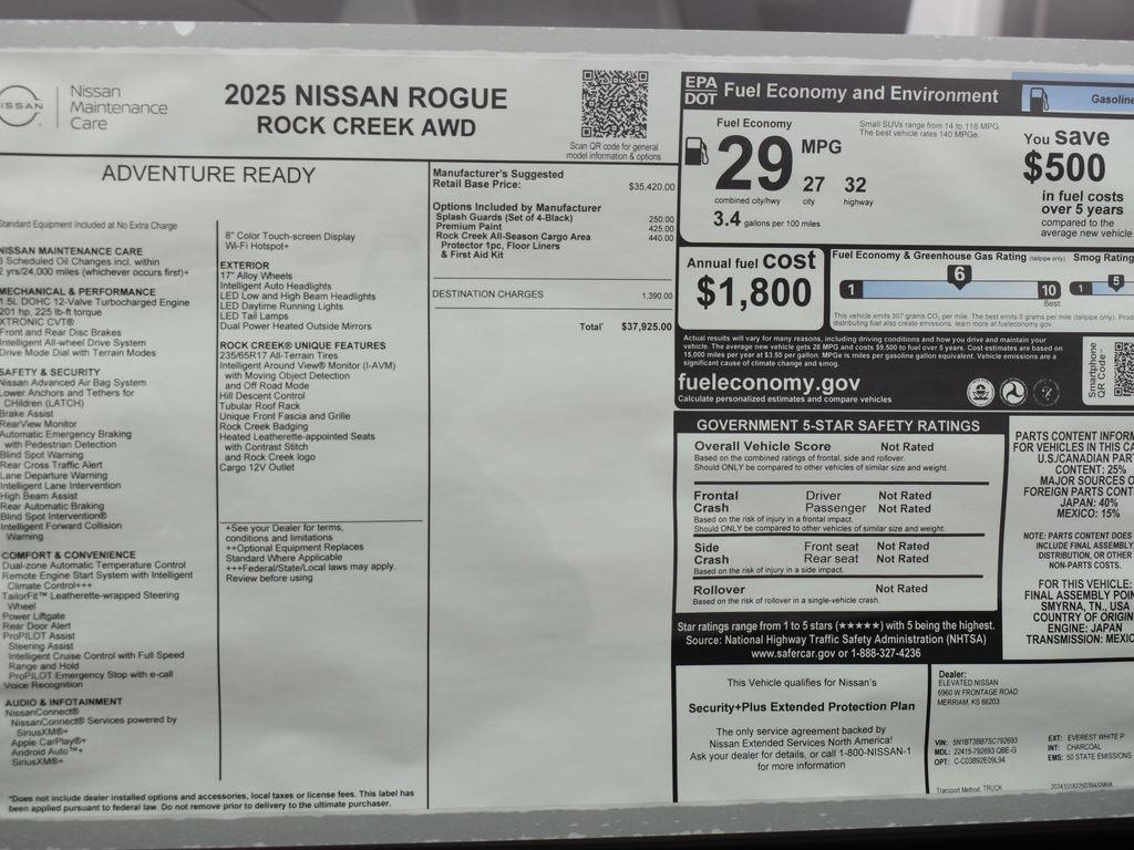 new 2025 Nissan Rogue car, priced at $37,925