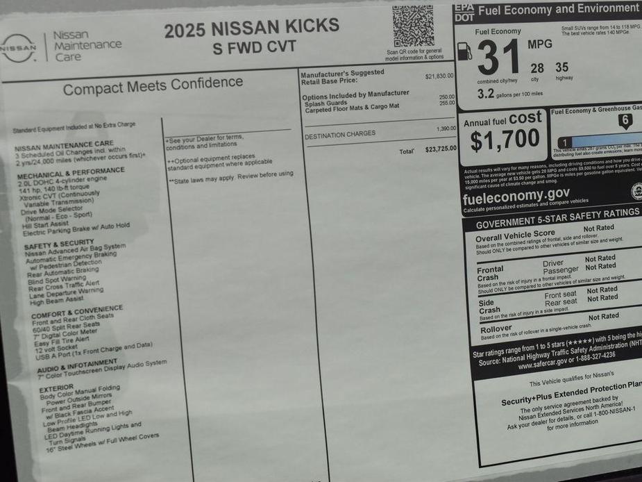 new 2025 Nissan Kicks car, priced at $23,725