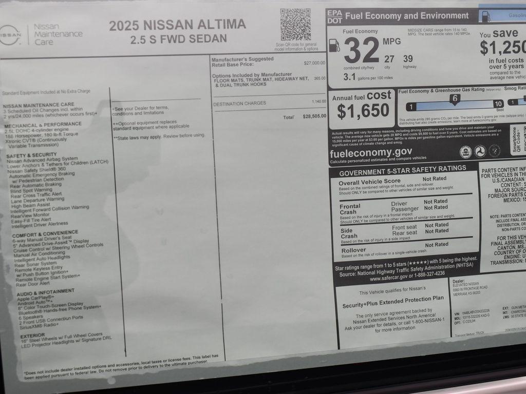 new 2025 Nissan Altima car, priced at $25,205