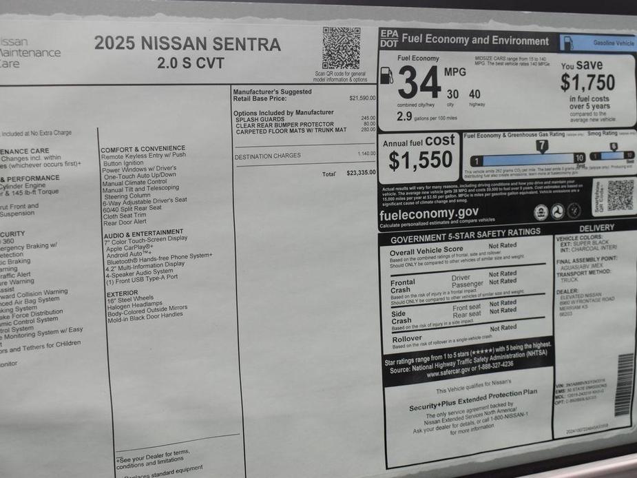 new 2025 Nissan Sentra car, priced at $23,335