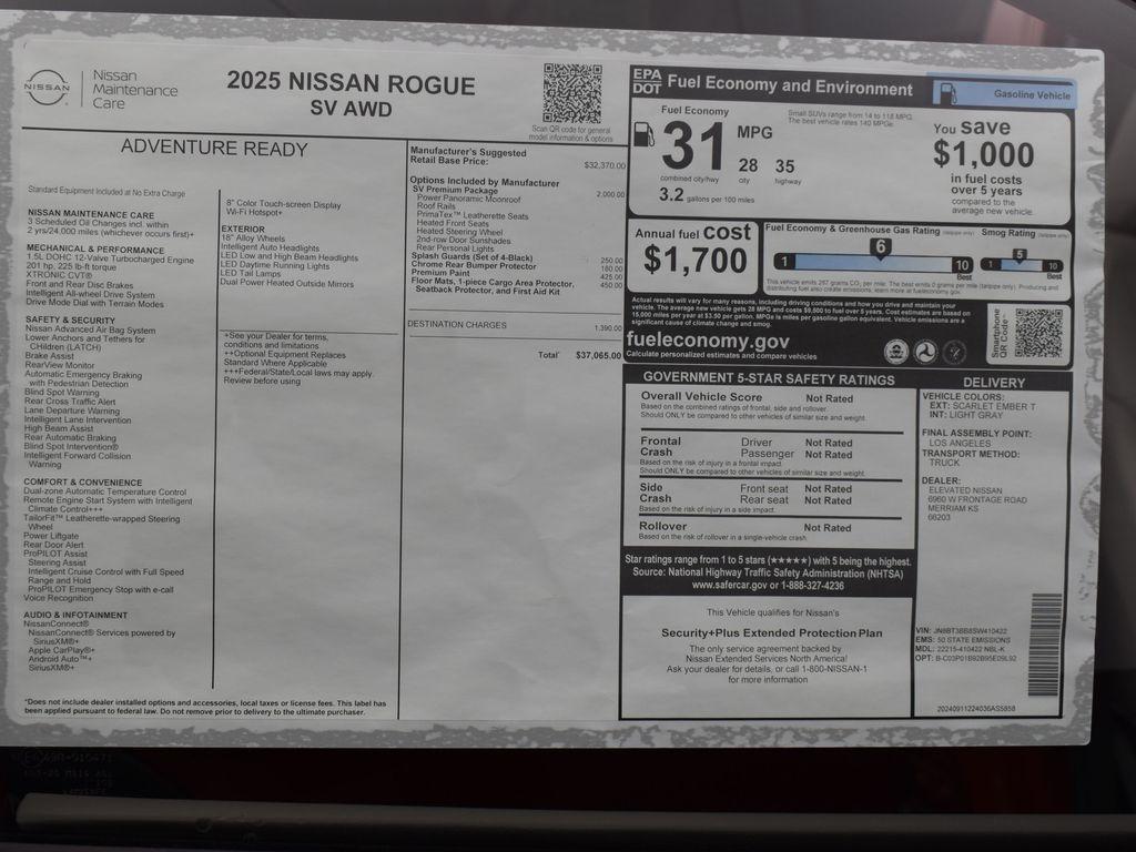 new 2025 Nissan Rogue car, priced at $35,565