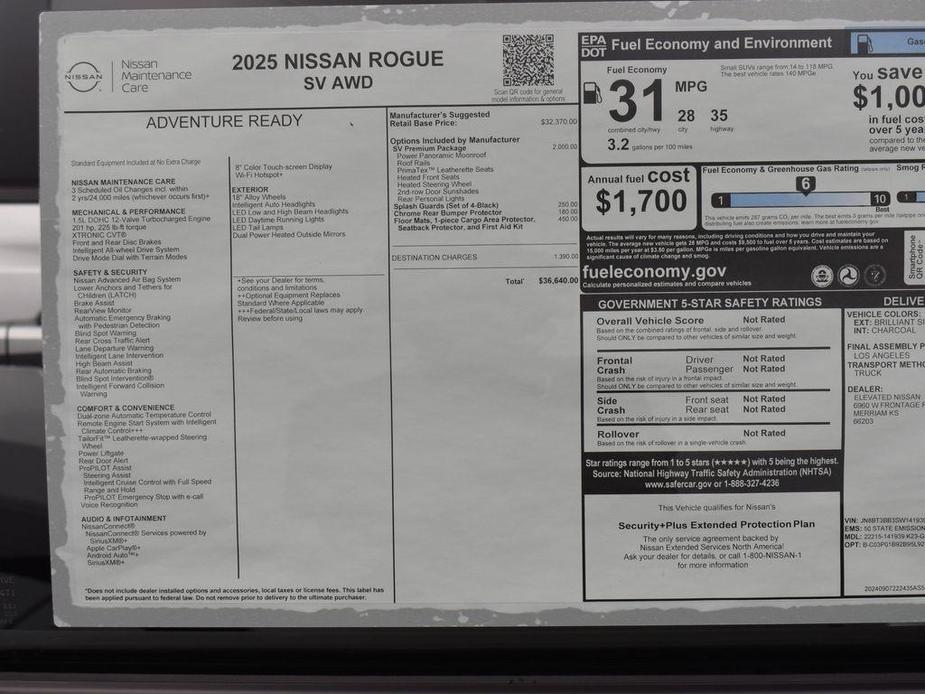 new 2025 Nissan Rogue car, priced at $35,140