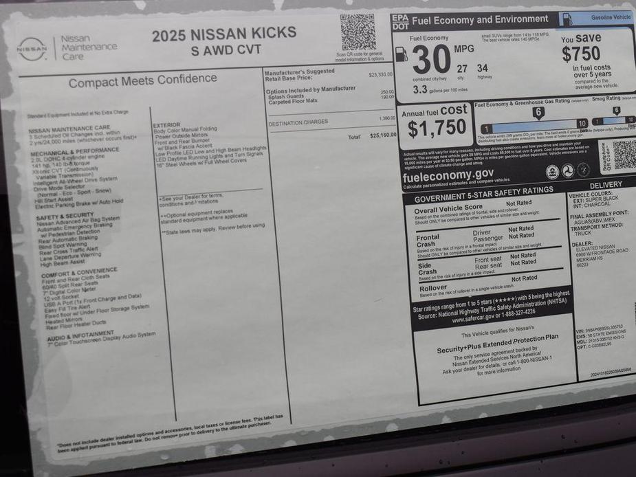 new 2025 Nissan Kicks car, priced at $25,160