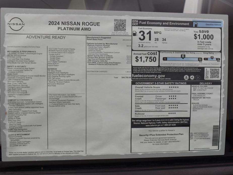 new 2024 Nissan Rogue car, priced at $37,500