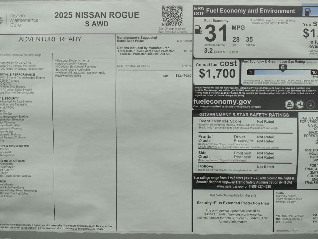 new 2025 Nissan Rogue car, priced at $32,470