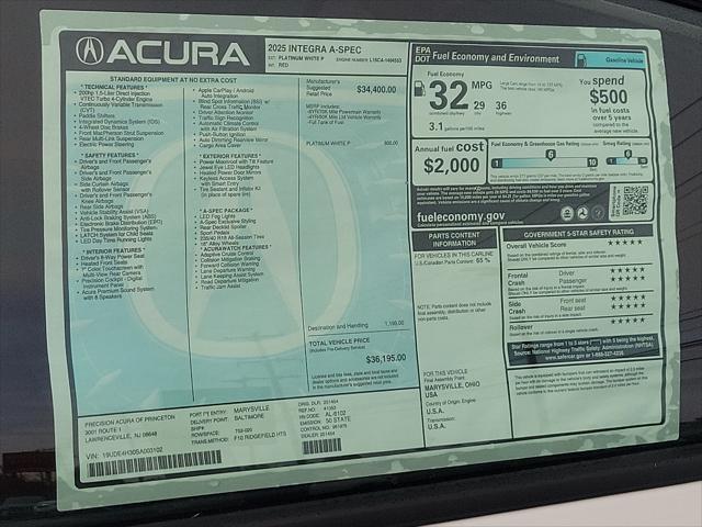 new 2025 Acura Integra car, priced at $36,195