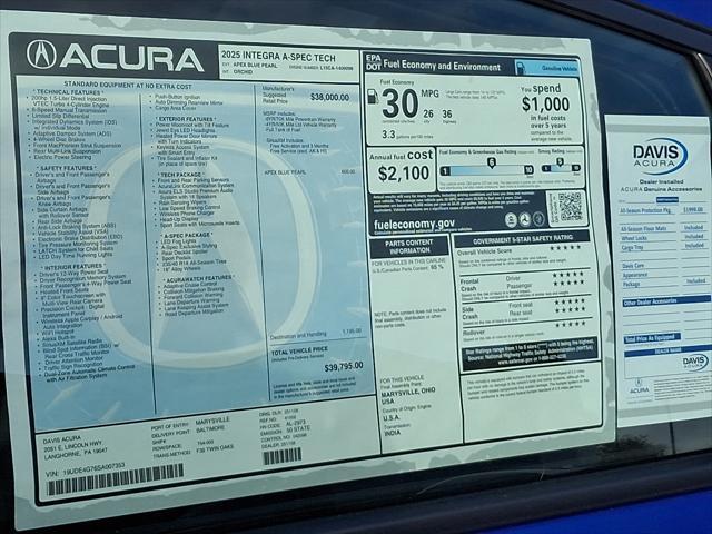 new 2025 Acura Integra car, priced at $39,795