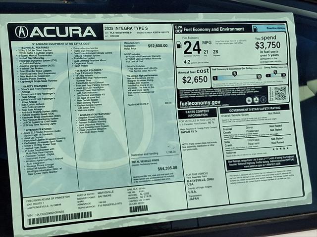 new 2025 Acura Integra car, priced at $54,395