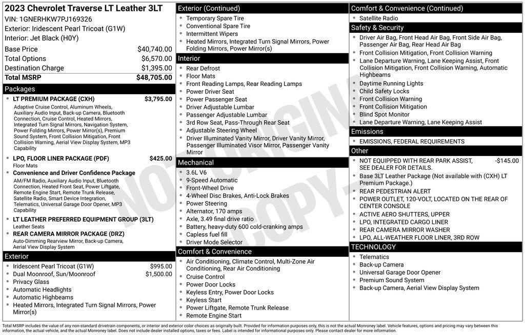 used 2023 Chevrolet Traverse car, priced at $30,887