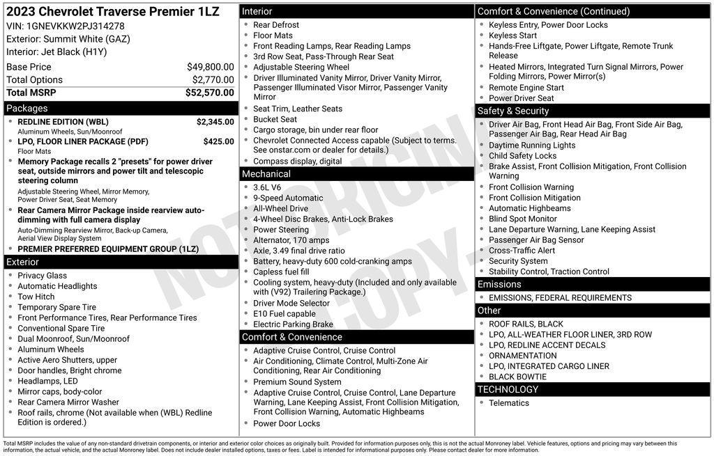 used 2023 Chevrolet Traverse car, priced at $39,879