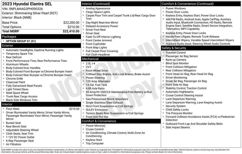 used 2023 Hyundai Elantra car, priced at $18,777