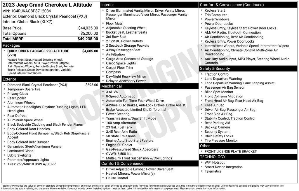 used 2023 Jeep Grand Cherokee L car, priced at $31,250