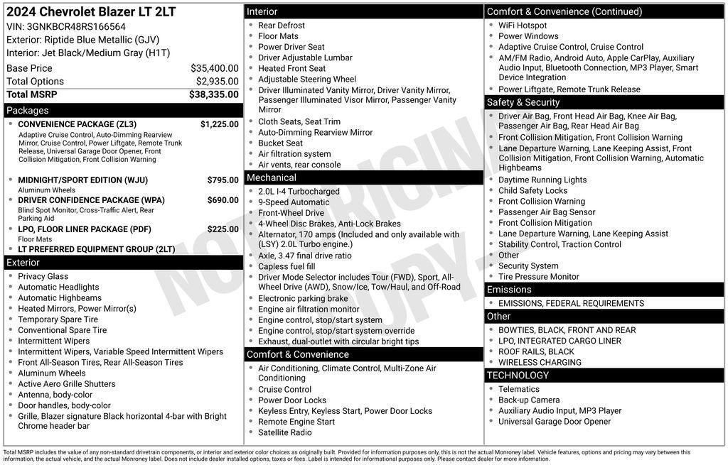 used 2024 Chevrolet Blazer car, priced at $27,985