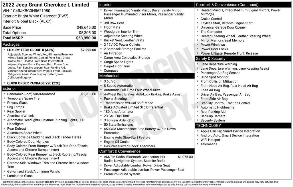 used 2022 Jeep Grand Cherokee L car, priced at $29,715