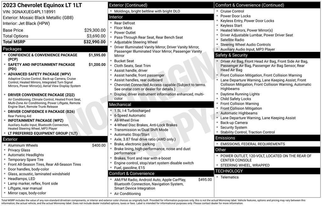 used 2023 Chevrolet Equinox car, priced at $23,879