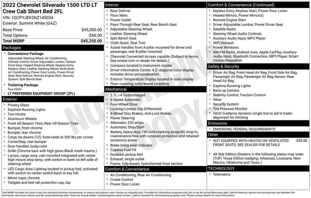used 2022 Chevrolet Silverado 1500 Limited car, priced at $32,415