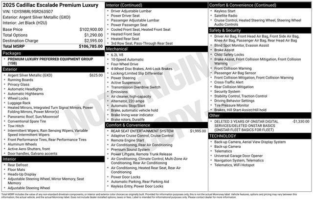 used 2025 Cadillac Escalade car, priced at $94,989