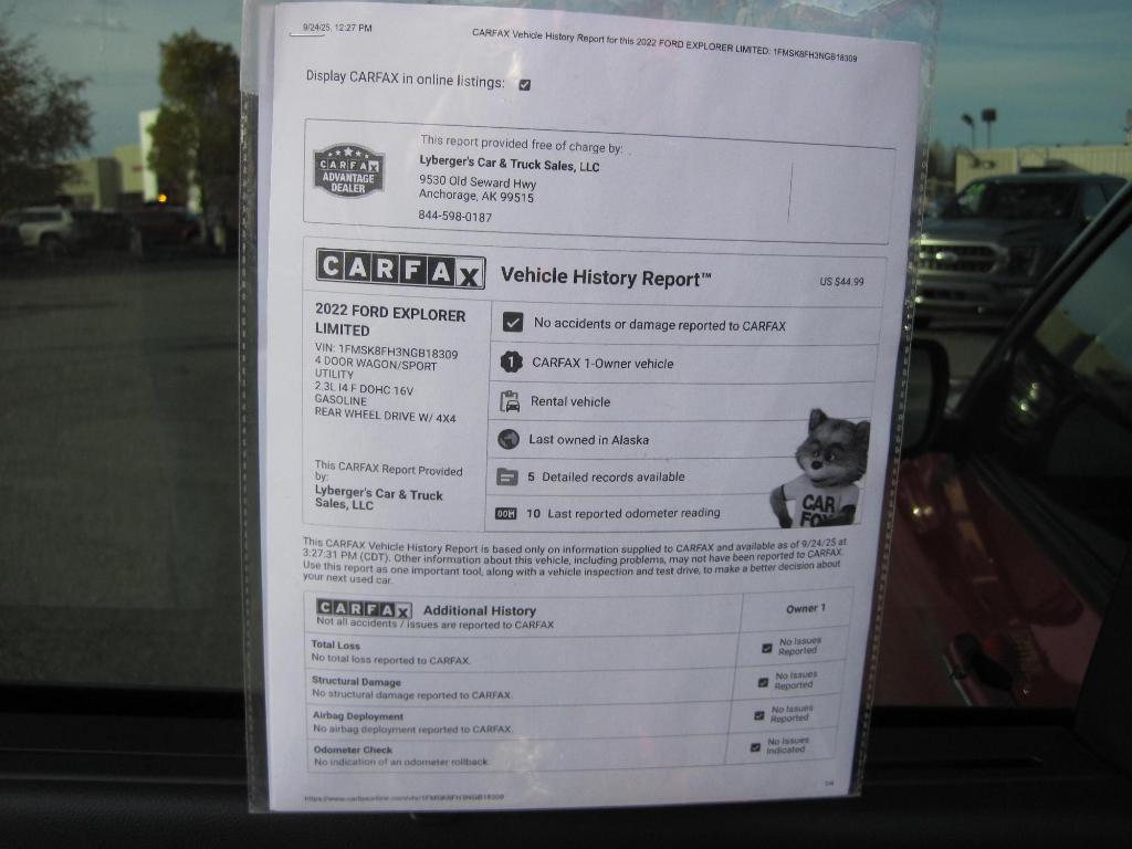 used 2022 Ford Explorer car, priced at $33,950