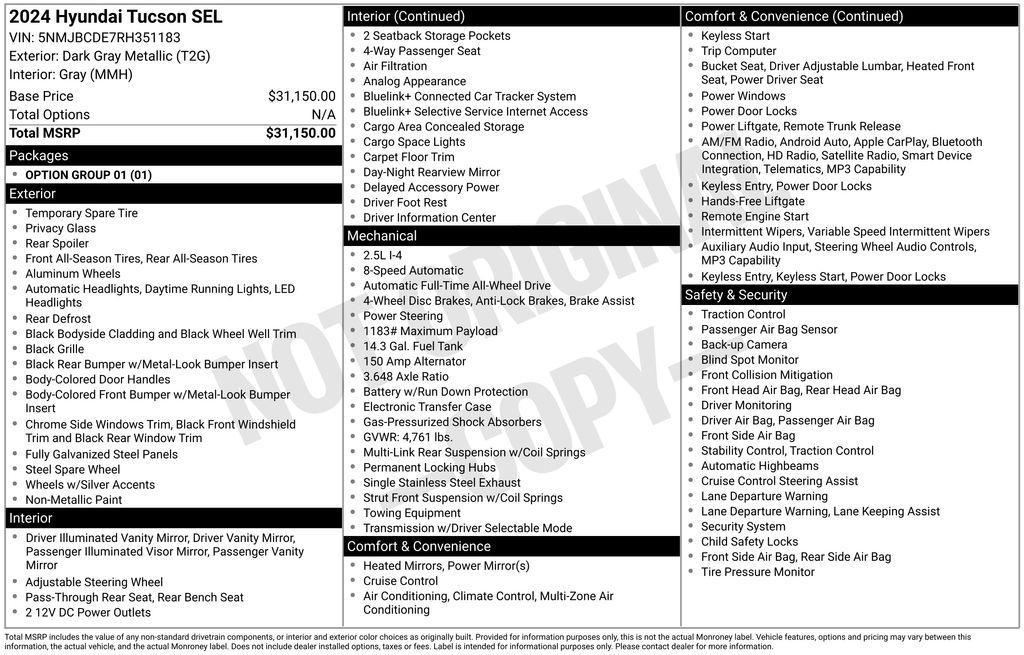 used 2024 Hyundai Tucson car, priced at $24,096