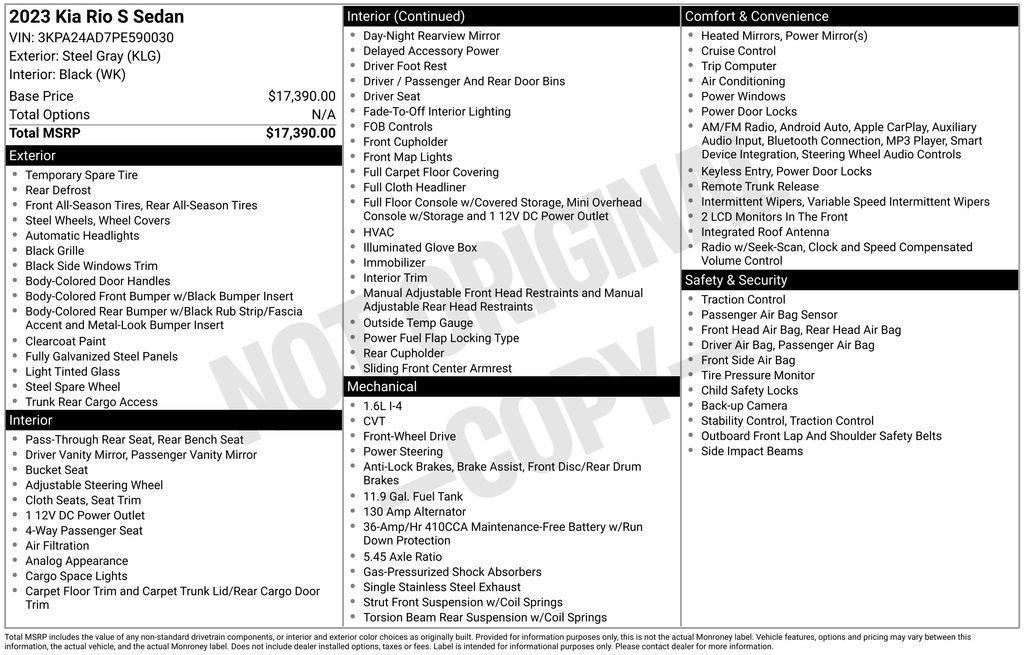 used 2023 Kia Rio car