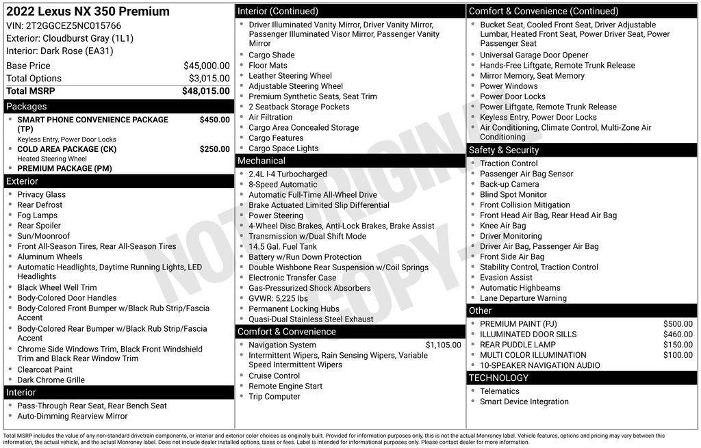 used 2022 Lexus NX 350 car, priced at $39,496