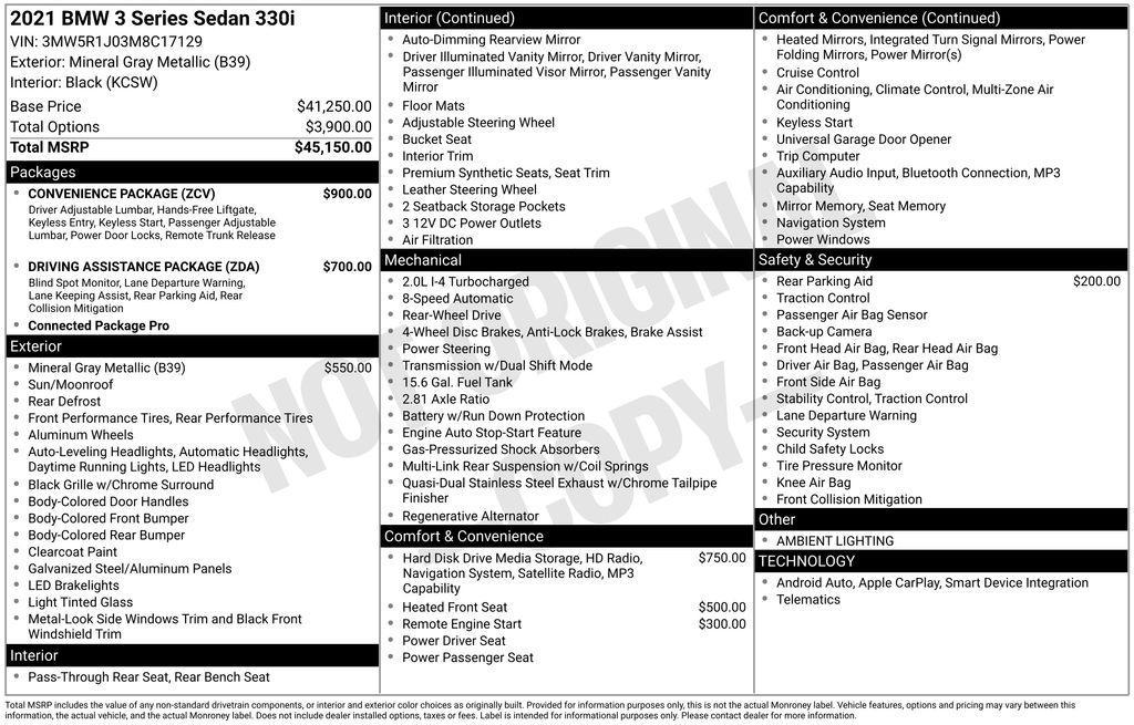 used 2021 BMW 330 car, priced at $23,290