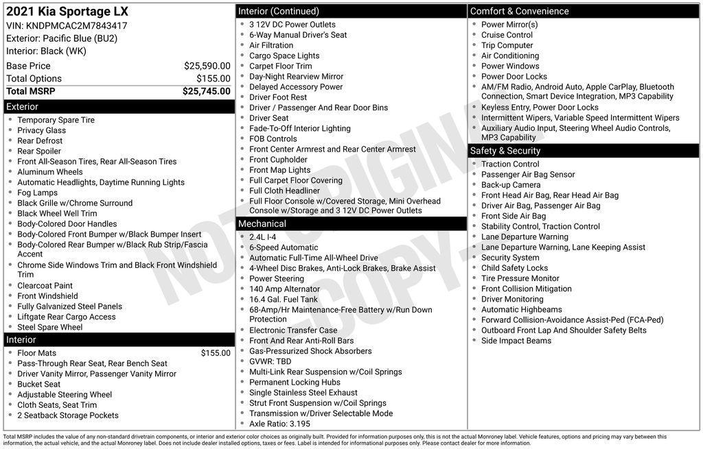used 2021 Kia Sportage car, priced at $19,833
