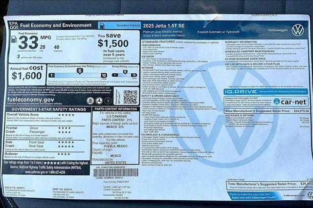 new 2025 Volkswagen Jetta car, priced at $25,617