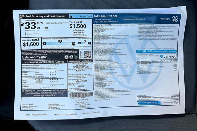 new 2025 Volkswagen Jetta car, priced at $29,840