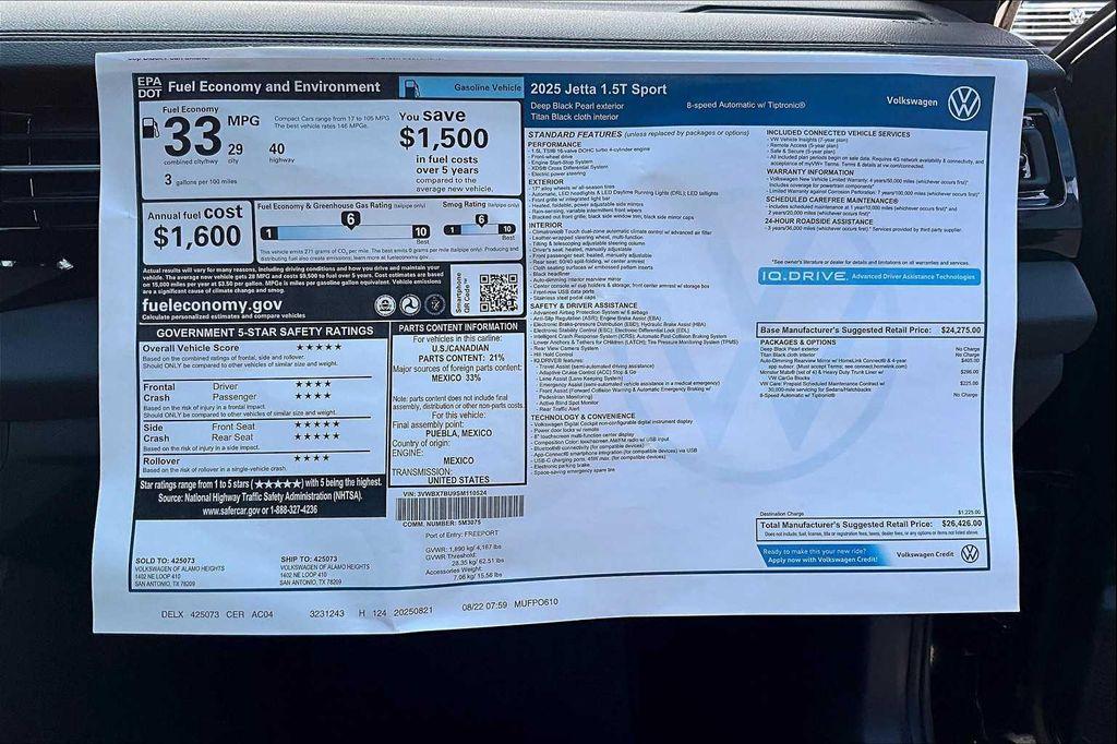 new 2025 Volkswagen Jetta car, priced at $23,926