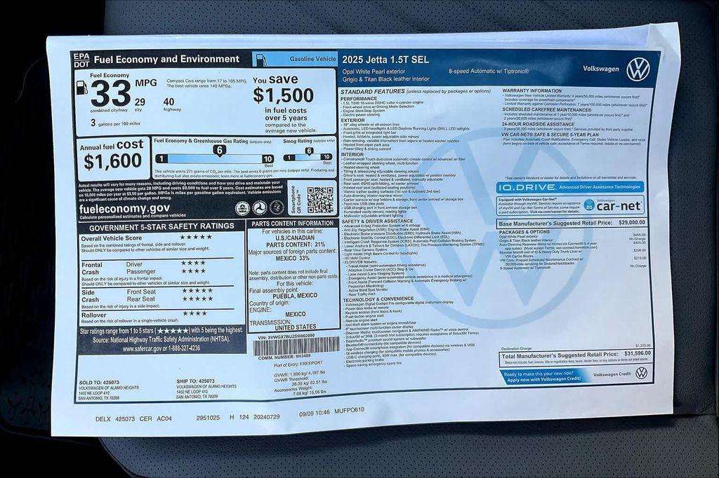 new 2025 Volkswagen Jetta car, priced at $29,096