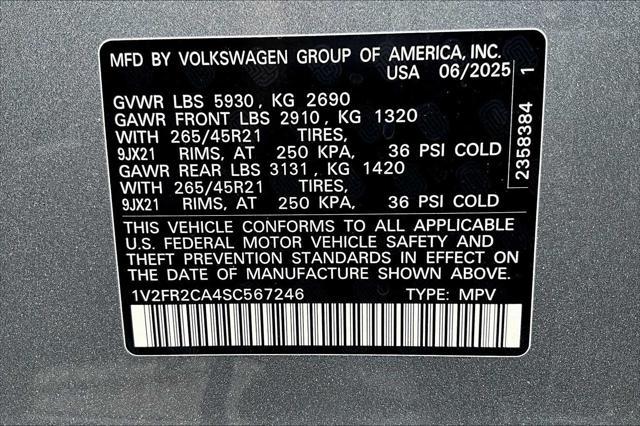 new 2025 Volkswagen Atlas car, priced at $54,606
