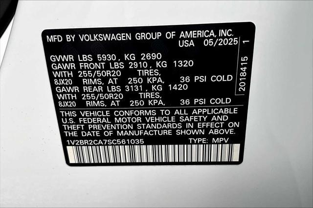 new 2025 Volkswagen Atlas car, priced at $50,222