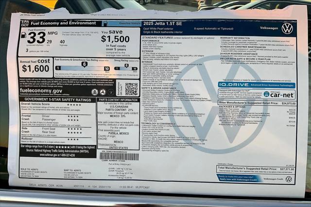 new 2025 Volkswagen Jetta car, priced at $25,815