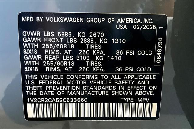 new 2025 Volkswagen Atlas car, priced at $47,860