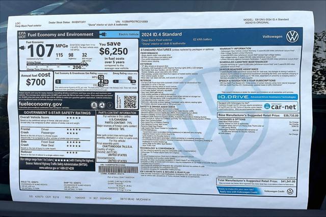 new 2024 Volkswagen ID.4 car, priced at $41,541