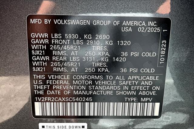 new 2025 Volkswagen Atlas car, priced at $53,969