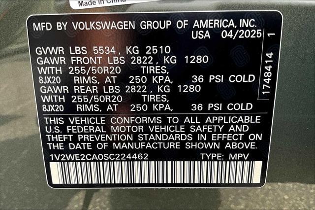 new 2025 Volkswagen Atlas Cross Sport car, priced at $42,450