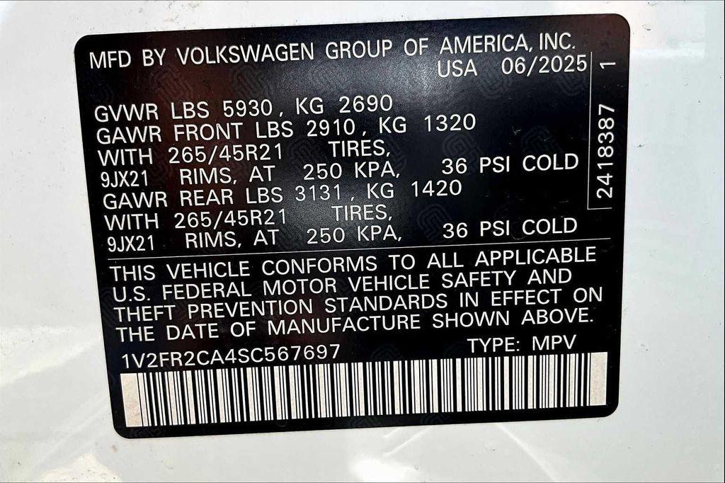 new 2025 Volkswagen Atlas car, priced at $55,061