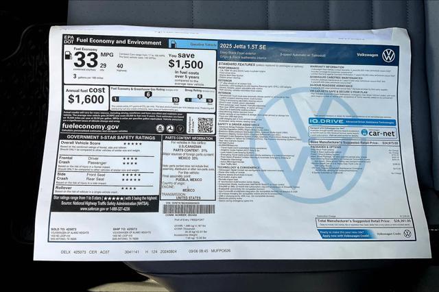new 2025 Volkswagen Jetta car, priced at $27,315