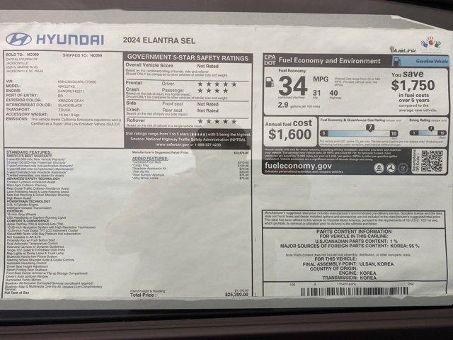 new 2024 Hyundai Elantra car, priced at $24,300