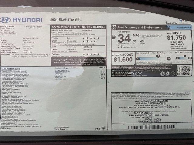 new 2024 Hyundai Elantra car, priced at $24,310