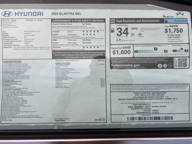 new 2024 Hyundai Elantra car, priced at $26,065
